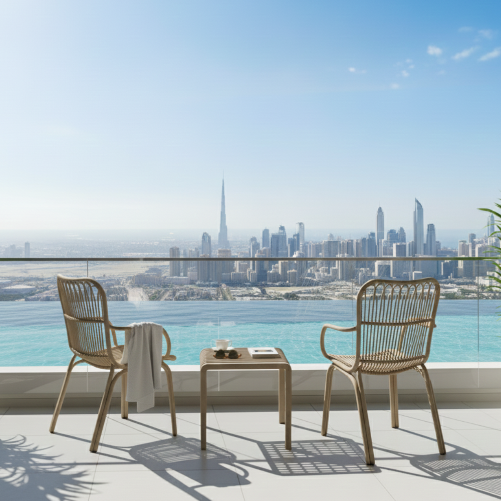 Serena Bistro Set – Elegant Fiberglass-Reinforced Outdoor Seating with Coffee Table