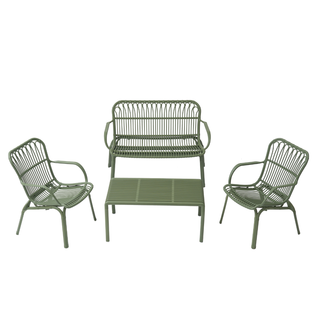 Serena Sofa Set – Elegant Fiberglass-Reinforced 4-Seater Outdoor Lounge with Coffee Table