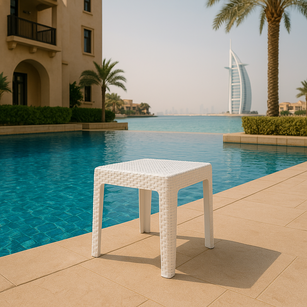 Sunny Outdoor Sun Lounger Set – 2 Adjustable White Sun Loungers + 1 Side Table | UV & Weather Resistant Patio Set