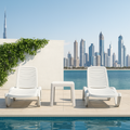 Sunny Outdoor Sun Lounger Set of 2 with Table – UV Resistant Patio