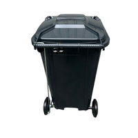 100L side-pedal waste bin with wheels - black