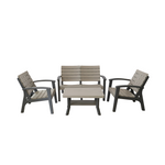4-Seater Outdoor Sofa Set – Weatherproof Wood-Look Lounge Set