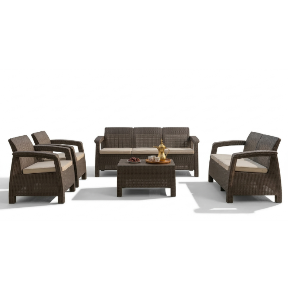 Havana 7-Seater Rattan Sofa Set with Cushions – Outdoor Garden & Patio Furniture Set