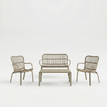 Serena Sofa Set – Elegant Fiberglass-Reinforced 4-Seater Outdoor Lounge with Coffee Table