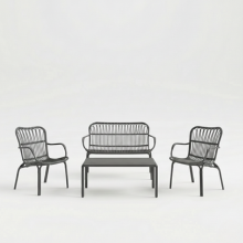 Serena Sofa Set – Elegant Fiberglass-Reinforced 4-Seater Outdoor Lounge with Coffee Table