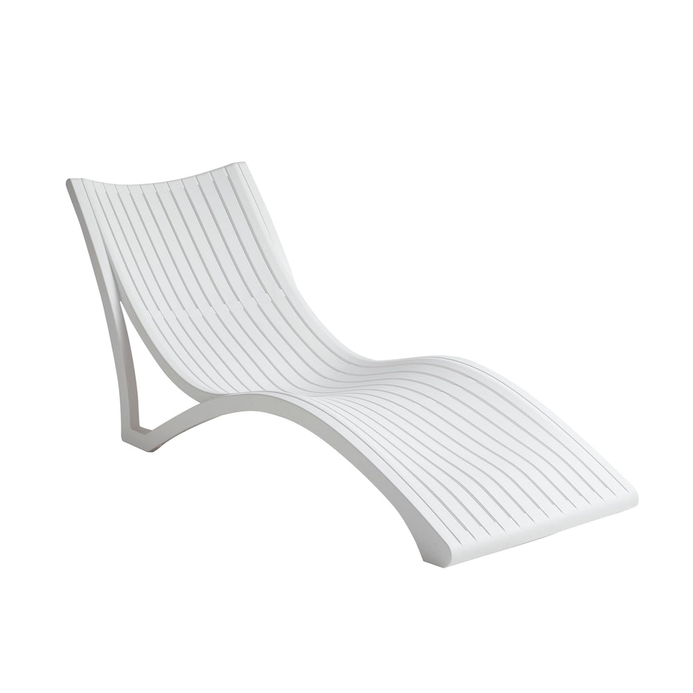 Marcolo White Luxury Sun Loungers with Side Table Poolside View