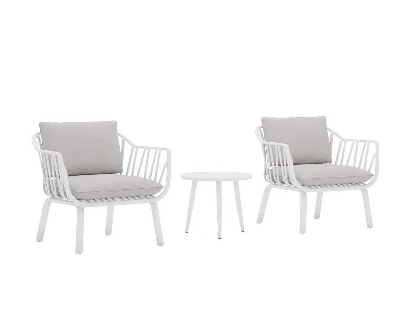 3-Piece Aria Outdoor Bistro Set – Modern Chairs & Coffee Table