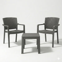 Marcolo 3-Piece Black Outdoor Bistro Set with Rattan Texture