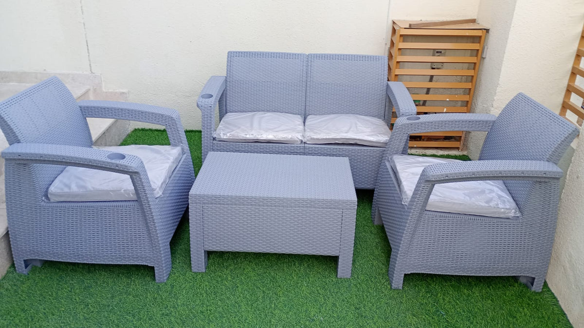 Customer photo: grey Havana 4-seater outdoor sofa set on a UAE terrace