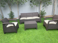 Customer photo: dark brown Havana 5-seater outdoor sofa set in a UAE garden