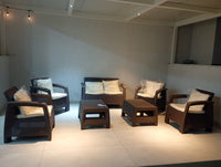 Customer photo: brown Havana 6-seater outdoor sofa set with back cushions on a covered UAE terrace