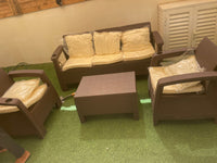 Customer photo: brown Havana 5-seater outdoor sofa set with back cushions in a UAE garden