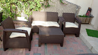 Customer photo: dark brown Havana 4-seater outdoor sofa set on a UAE terrace