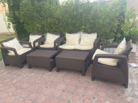 Customer photo: brown Havana 6-seater outdoor sofa set with back cushions on a UAE terrace