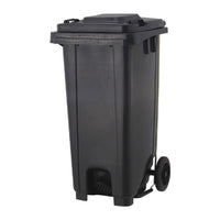 Marcolo 120L heavy-duty wheeled bin with central foot pedal and lid, grey