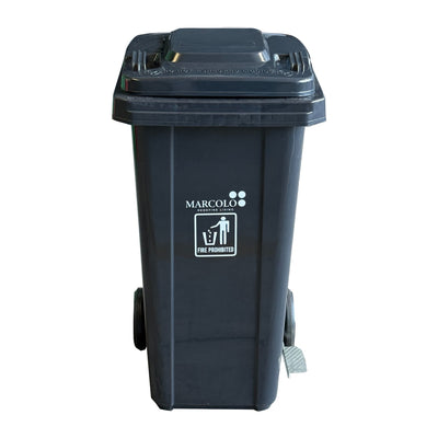 سلة نفايات 120L بعجلات ودواسة قدم جانبية وغطاء – HDPE مقاوم للأشعة فوق البنفسجية، 8.2 kg