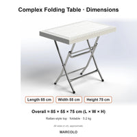 Complex Rattan-Style Folding Table – dimensions