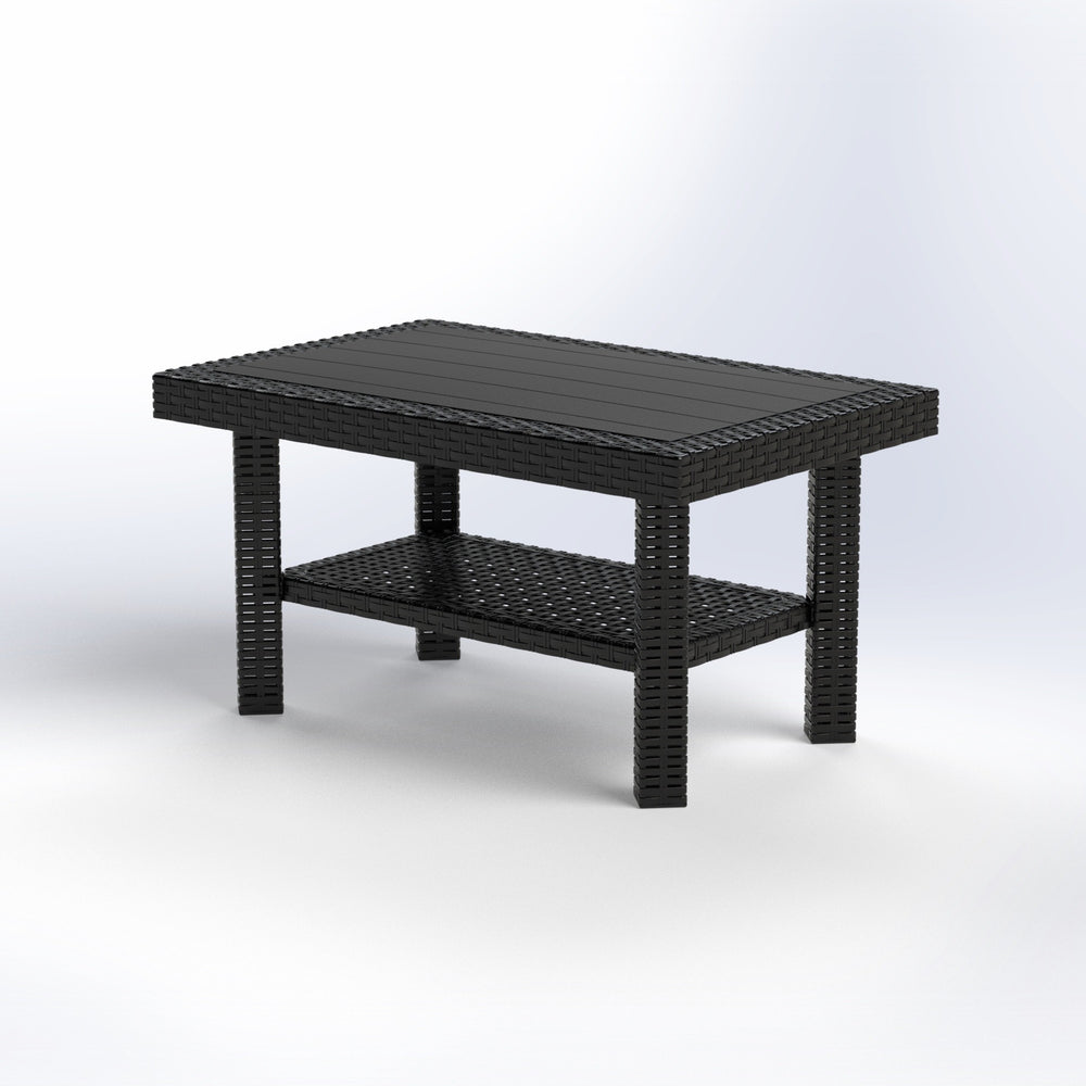 Doublex 2-layer rattan-style coffee table, black