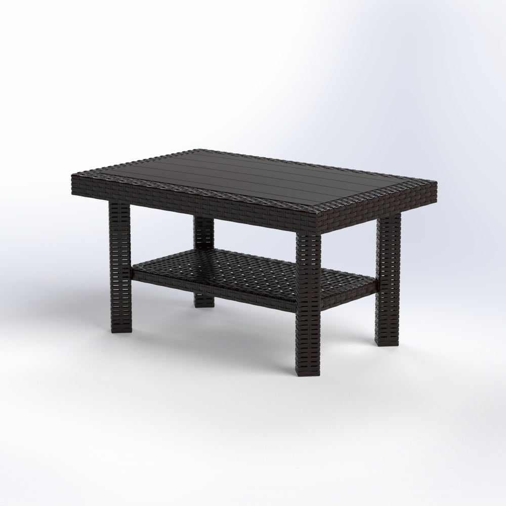Doublex 2-layer rattan-style coffee table, brown