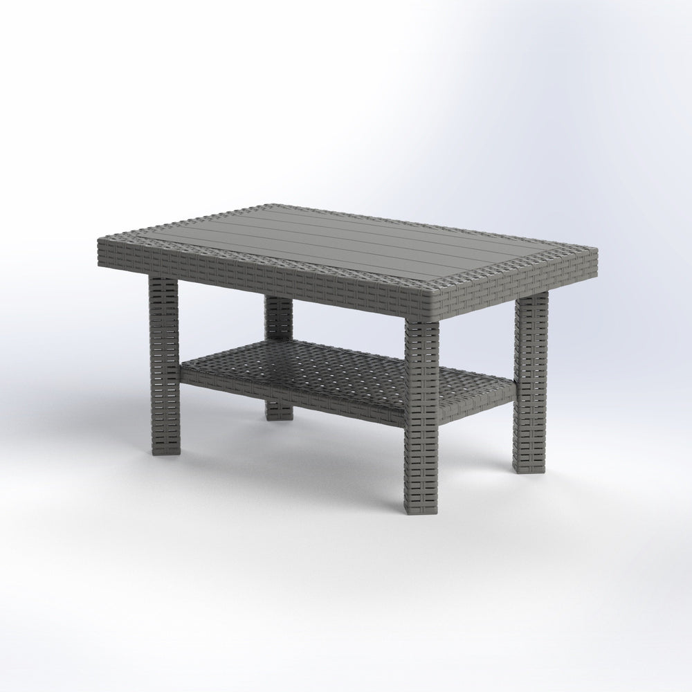 Doublex 2-layer rattan-style coffee table, silver