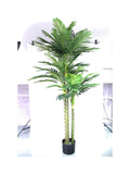 Artificial Palm Tree, Twin Green Trunks, Large Fronds, with Pot, 225 cm