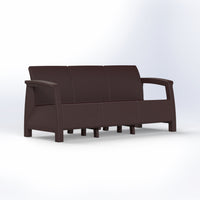 Havana 3-seater outdoor sofa, dark brown with beige seat cushions