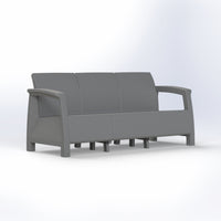 Havana 3-seater outdoor sofa, grey with grey seat cushions