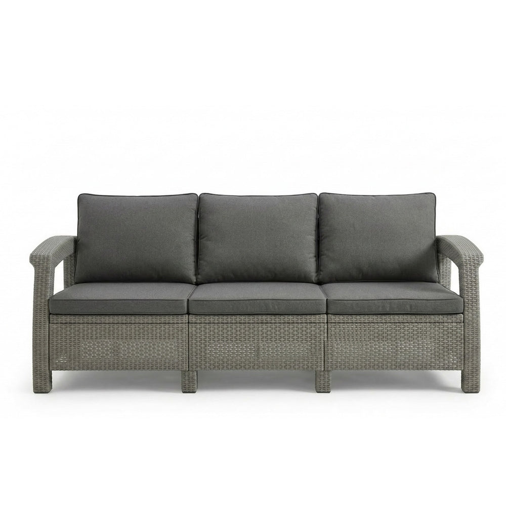 Marcolo grey Havana 3-seater outdoor sofa with grey cushions