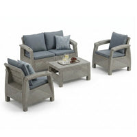 Marcolo Havana 4-seater outdoor sofa set with grey seat and back cushions