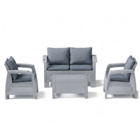 Marcolo Havana 4-seater sofa set, grey with grey seat and back cushions, full set on white