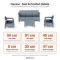 Havana 6-Seater Sofa Set 2+1+1+1+1, Seat Cushions