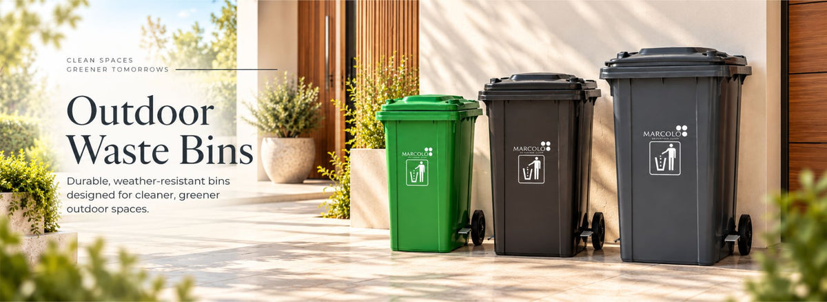 Outdoor waste bins, durable and weather-resistant
