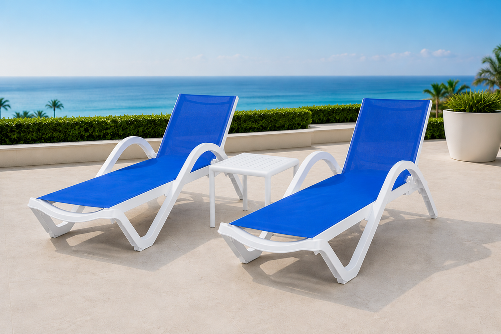 Java sun lounger set on a sea-view terrace
