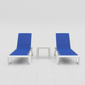 Modern Outdoor Luxury Sun Lounger Set – 2 Textilene Loungers + Side Table, Lightweight & Weather-Resistant (White)
