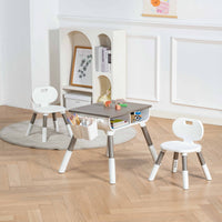 Marcolo height-adjustable kids table with two chairs and side storage