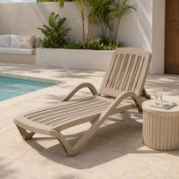 Marcolo Marbella sun lounger, beige, by a pool