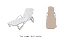 Marcolo Marbella sun lounger, white, with beige cushion