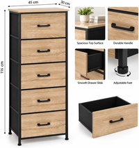 Nova 5-drawer dresser MC-9204 dimensions: 45 cm L x 30 cm W x 116 cm H