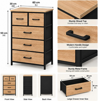 Casa 5-drawer dresser MC-9211 dimensions: 60 cm L x 30 cm W x 90 cm H, weight 7.5 kg