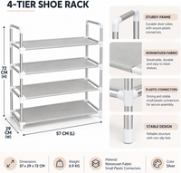 Easy 4-tier non-woven shoe rack MC-9215 specifications: 57 x 29 x 72 cm, weight 0.9 kg