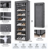 Easy 9-tier covered shoe rack MC-9218 specifications: 9 tiers, 60 x 30 x 158 cm, weight 1.8 kg