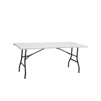 Marcolo 180×70 cm centerfold folding table, white HDPE top, steel legs