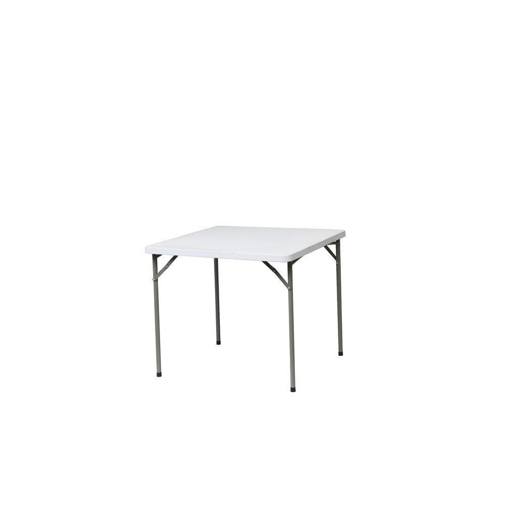 Marcolo 86×86 cm square folding table, white HDPE top, steel legs
