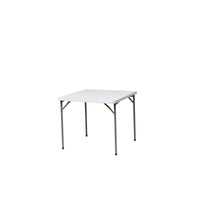 Marcolo 86×86 cm square folding table, white HDPE top, steel legs