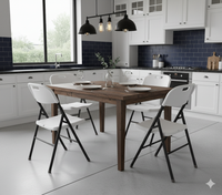 Heavy-Duty Folding Chairs, White, around a kitchen dining table