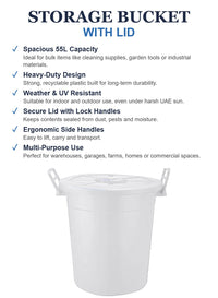 55L storage bucket with lid, white – view 2