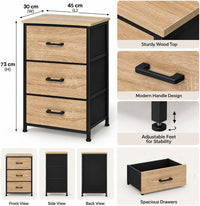Nova 3-drawer dresser MC-9202 dimensions: 45 cm L x 30 cm W x 73 cm H