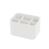 White plastic organiser case with 6 compartments, lid off