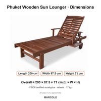Phuket Wooden Sun Lounger – dimensions