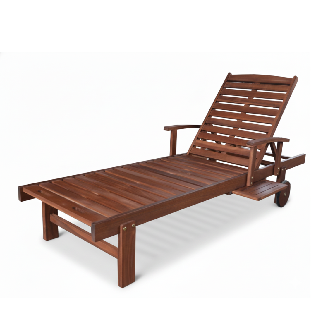 Wooden Sun Lounger – FSC® Certified Eucalyptus Wood, Adjustable Backrest
